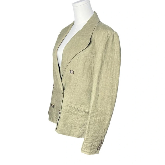 Polo Ralph Lauren Double-Breasted 100% Linen Blazer in Green Size 8 - Picture 7 of 16